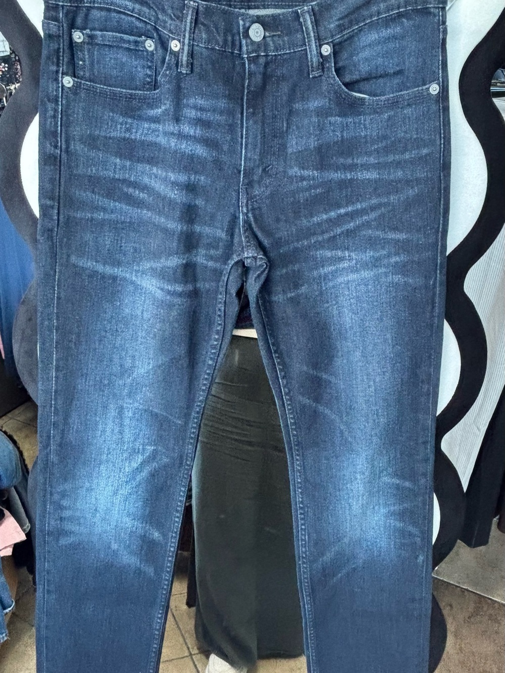 Levi's Dark Blue Skinny Jeans with Faded Whiskering